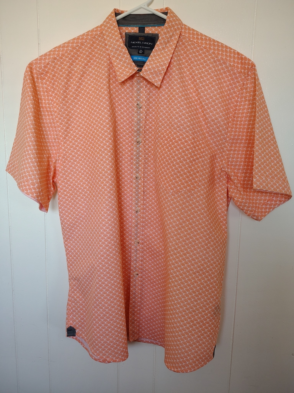 Nickel & Iron Orange Short-Sleeve Button-Up Shirt XXL.